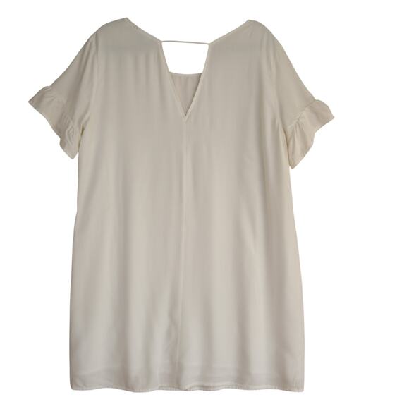 Lulus Womens Chic Of Perfection Shift Dress Sze Large White Bridal Ruffle Dainty - Picture 8 of 12